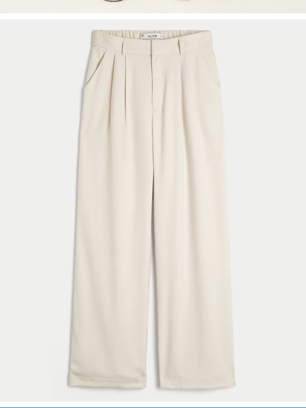 Hollister Light Cream Pleated Wide-Leg Trousers